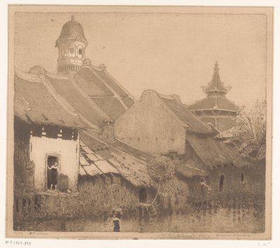 Huse på vandet i Semarang In the kampong, Semarang (original titel) af Wijnand Otto Jan Nieuwenkamp (signed by artist)