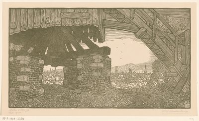 Nederste del af en melmølle i Brugge Vindmølle i Brugge (original titel) af Wijnand Otto Jan Nieuwenkamp (signed by artist)