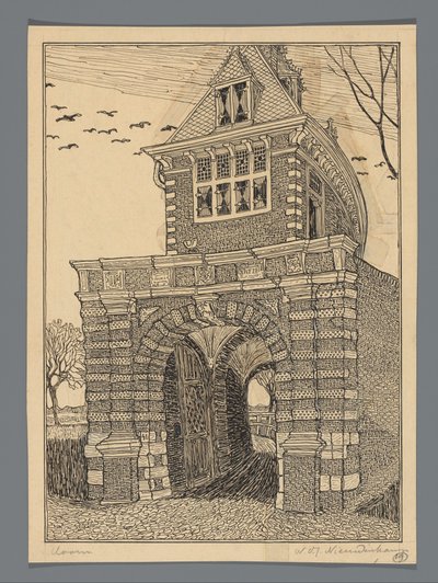 Oosterpoort i Hoorn af Wijnand Otto Jan Nieuwenkamp (signed by artist)