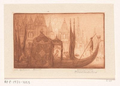 Lystbåd på Ganges i Benares Spilsejlads, Benares (original titel) af Wijnand Otto Jan Nieuwenkamp (signed by artist)