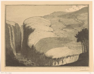 To vandfald i Gianyar på Bali De to vandfald (original titel) af Wijnand Otto Jan Nieuwenkamp (signed by artist)