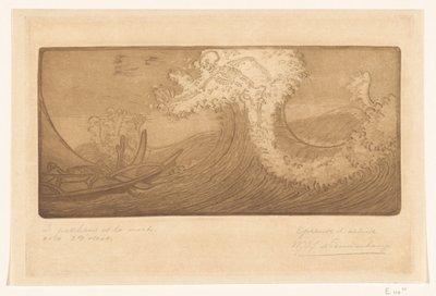 Fiskere til Hav og Død The Traveler and Death (original titel) Le Pecheur et la Mort (titel på objekt) af Wijnand Otto Jan Nieuwenkamp (signed by artist)