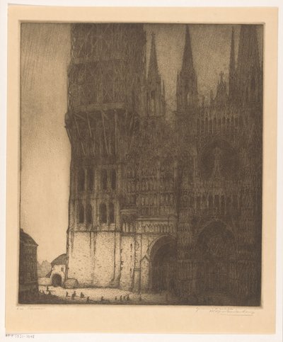 Facaden af ​​Vor Frue katedral i Rouen Rouen (original titel) af Wijnand Otto Jan Nieuwenkamp (signed by artist)