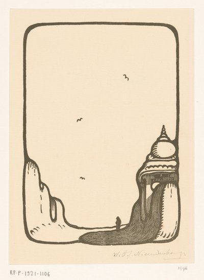 Vej mod en tempelport i Madurai Temple Gate Madura (original titel) af Wijnand Otto Jan Nieuwenkamp (signed by artist)