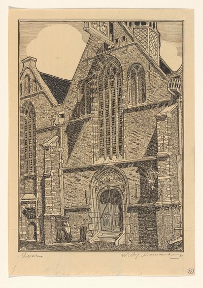 Vestfacade af Noorderkerk i Hoorn af Wijnand Otto Jan Nieuwenkamp (signed by artist)