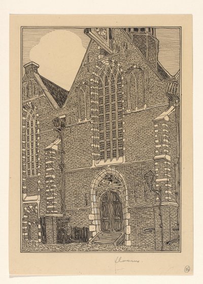 Vestfacade af Noorderkerk i Hoorn af Wijnand Otto Jan Nieuwenkamp (signed by artist)