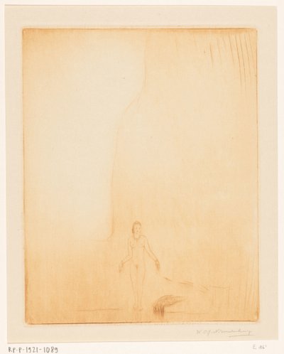 Pige bader på bredden af ​​Ganges i Benares Badende pige (original titel) af Wijnand Otto Jan Nieuwenkamp