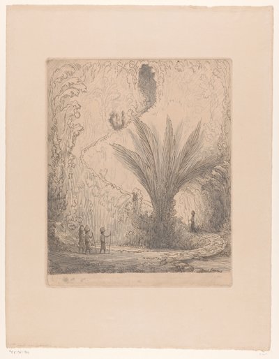 Tilgroet bjergside med kvinder, der bærer varer på hovedet I bjergene (original titel) af Wijnand Otto Jan Nieuwenkamp