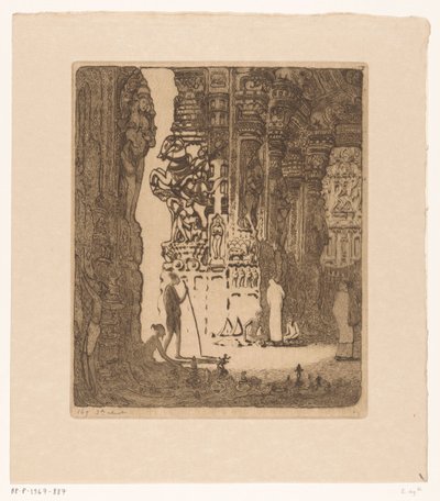 Skulpterede søjler i en basar i Madurai Bazaar, Madura (original titel) af Wijnand Otto Jan Nieuwenkamp