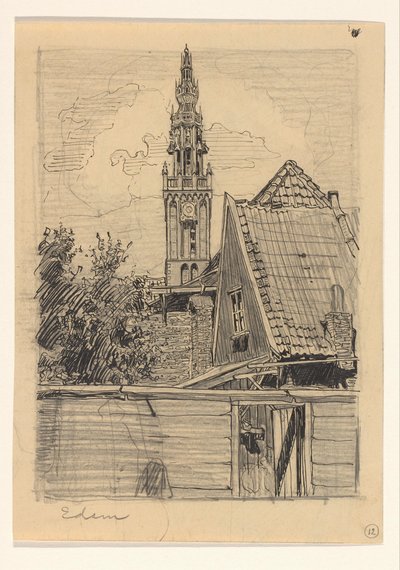 Udsigt til legetårnet i Vor Frue Kirke i Edam af Wijnand Otto Jan Nieuwenkamp