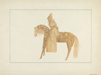 Corn Husk dukke på hest, 19351942. af Wilbur M Rice
