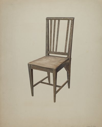 Lige træstol, ca. 1938. af Wilbur M Rice
