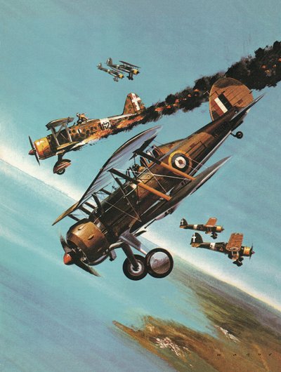 Berømte fly og deres piloter: Gloster Gladiator - eskadrillechef Pattle af Wilf (20th century) Hardy