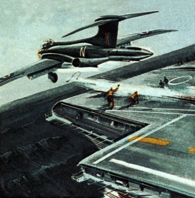Jetfly og hangarskib af Wilf (20th century) Hardy