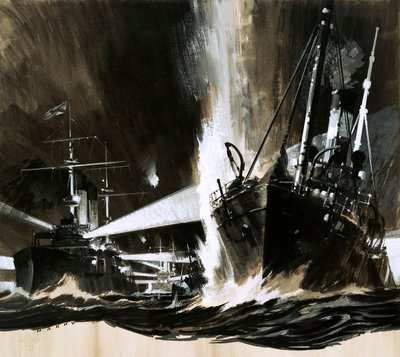 Mennesker og maskiner: The Spy Who Began a Battle (gouache på papir) af Wilf (20th century) Hardy