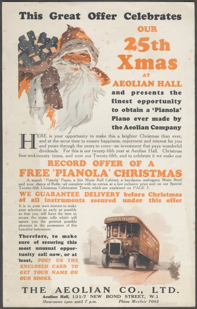 Aeolian Company Pianolas, 1920