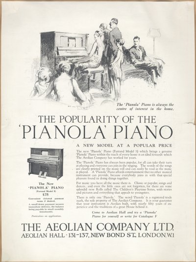 Aeolian Company Pianolas, 1920