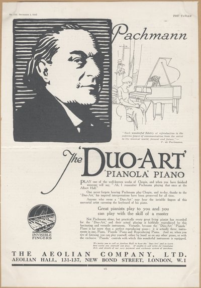 Aeolian Company Pianolas, 1924 af Wilfred Fryer