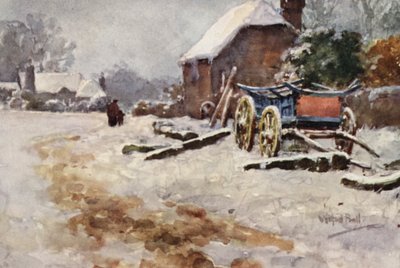 Vinterscene (farvelitografi) af Wilfrid Williams Ball