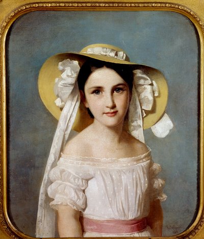 Portræt af frøken Emily Leo. Portræt af en ung pige. Maleri af Whilem Lehmann (1819-1905) af Wilhelm Auguste Rudolf Lehmann