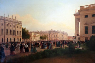 Udsigt til Operaplatz med udsigt til den nye garde og Arsenal i Berlin af Wilhelm Brücke