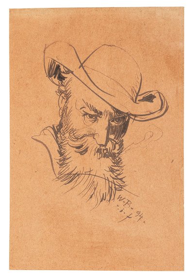 Selvportræt med hat, 1894. af Wilhelm Busch