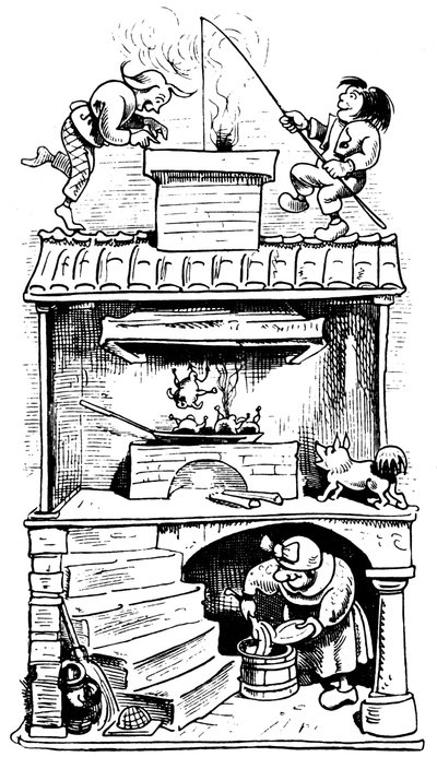 Enkehusets andet trick, 1865. af Wilhelm Busch