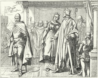 Ernest II, hertug af Schwaben, før kong Conrad II af Tyskland efter at have gjort oprør mod ham af Wilhelm Camphausen