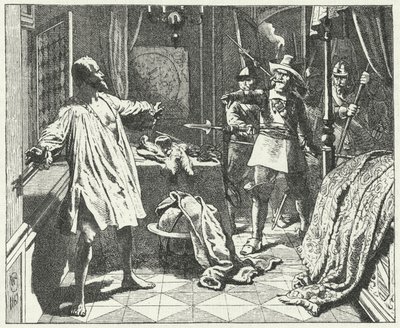Mordet på Albrecht von Wallenstein, bøhmisk general i Det Hellige Romerske Riges hær under Trediveårskrigen af Wilhelm Camphausen