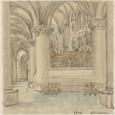 Interiør af Notre-Dame i Paris af Wilhelm Cornelis Bauer
