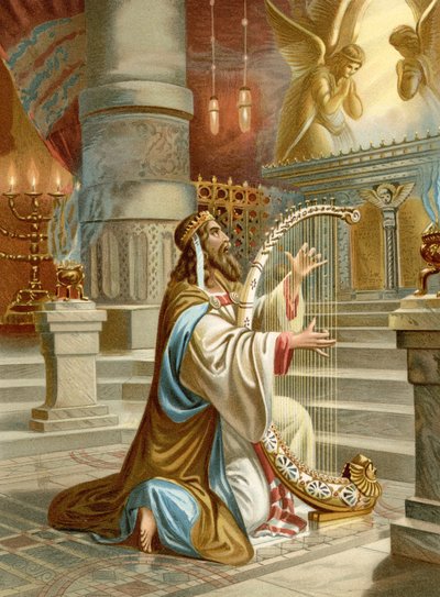 Salmisten David (farve litho) af Wilhelm Ebbinghaus