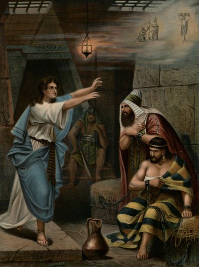Joseph fortolker sine medfangers drømme (farve litho) af Wilhelm Ebbinghaus