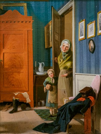 The Visit of the Beggar and her Child (olie på lærred) af Wilhelm Ferdinand Bendz