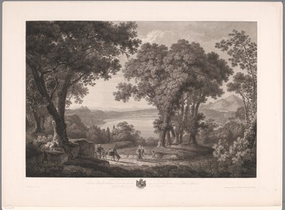 Udsigt over søen Albano nær Rom Der See von Albano dei Rom (titel på objekt) af Wilhelm Friedrich Gmelin