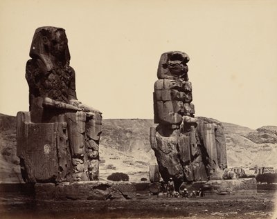 Memnons kolosser ved Theben, ca. 1859 (foto) af Wilhelm Hammerschmidt