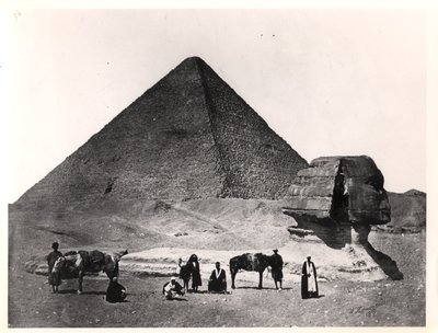 Sfinksen og den store pyramide af Khufu i Giza, ca. 1860 af Wilhelm Hammerschmidt