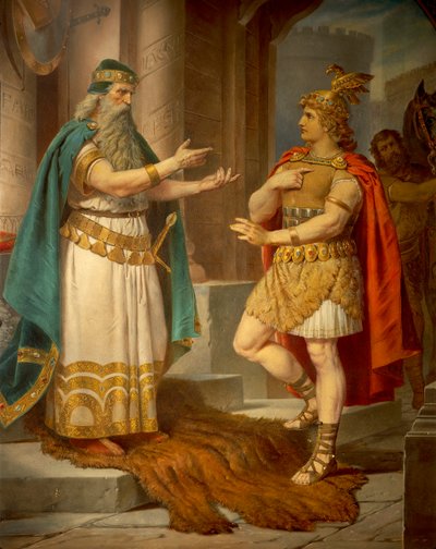 Kong Sigurd møder den kloge eremit Grypin, fra Sigurd-sagaen, Nederste sal, ca. 1882-83 (vægmaleri) af Wilhelm Hauschild