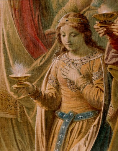 The Miracle of the Grail, fra Lohengrin Sagaen, Salon (olie på lærred) (detalje af 419256) af Wilhelm Hauschild