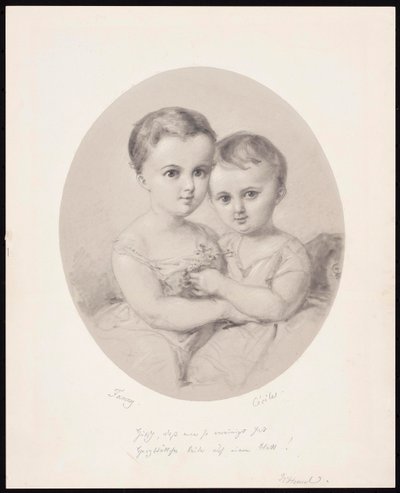 Barnebørnene Fanny og Cécile Hensel, ca 1860. af Wilhelm Hensel