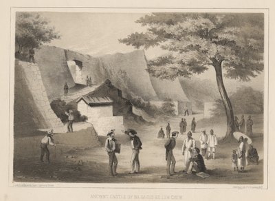 Det gamle slot Na-Ga-Cus-Ko, Lew Chew, 1855 af Wilhelm Joseph Heine