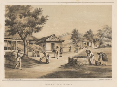 Templet i Tumai, Lew Chew, 1855 af Wilhelm Joseph Heine