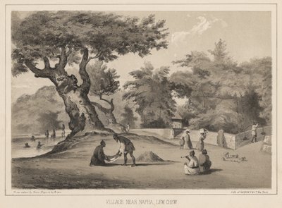Landsby nær Napha, Lew Chew, 1855 af Wilhelm Joseph Heine