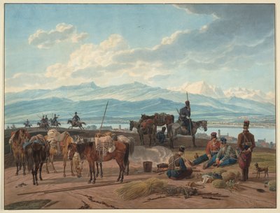 Stop for russiske kosakker, 1804 af Wilhelm Kobell Ritter von