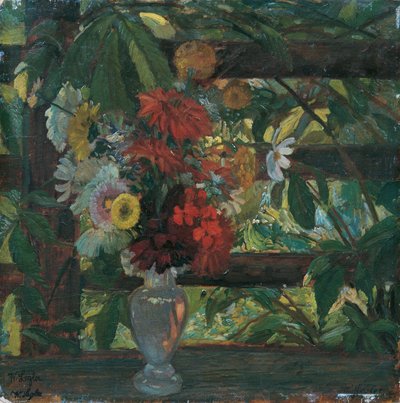 lysthus med blomster af Wilhelm Legler
