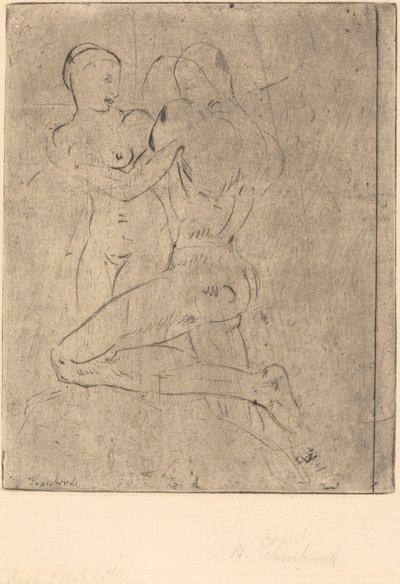 Voldtægt II (røveri II, kvinde halv) af Wilhelm Lehmbruck