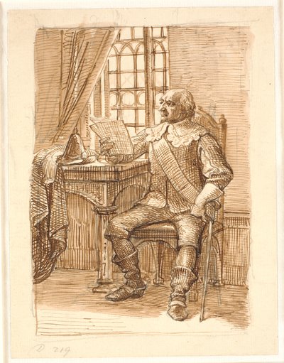 Adelsmand fra Chr. 4.s tid sidder og læser et brev af Wilhelm Marstrand