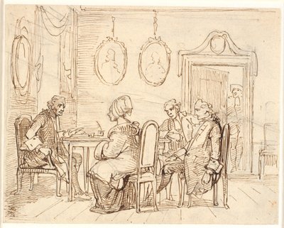 Besøg hos en magistratsperson eller advokat. Holbergsk sceneri af Wilhelm Marstrand