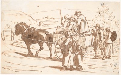 Bønder fra Orsa Sogn kører til Kirke, Dalarne af Wilhelm Marstrand