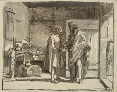 Den barmhjertige Samaritan betaler værten af Wilhelm Marstrand