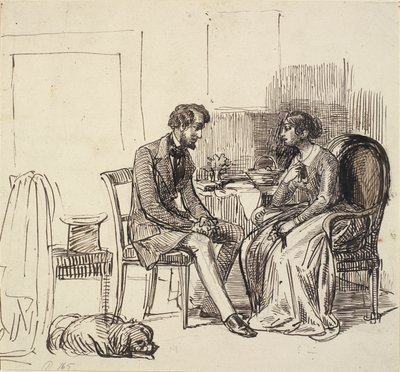 En herre på visit hos en yngre dame af Wilhelm Marstrand